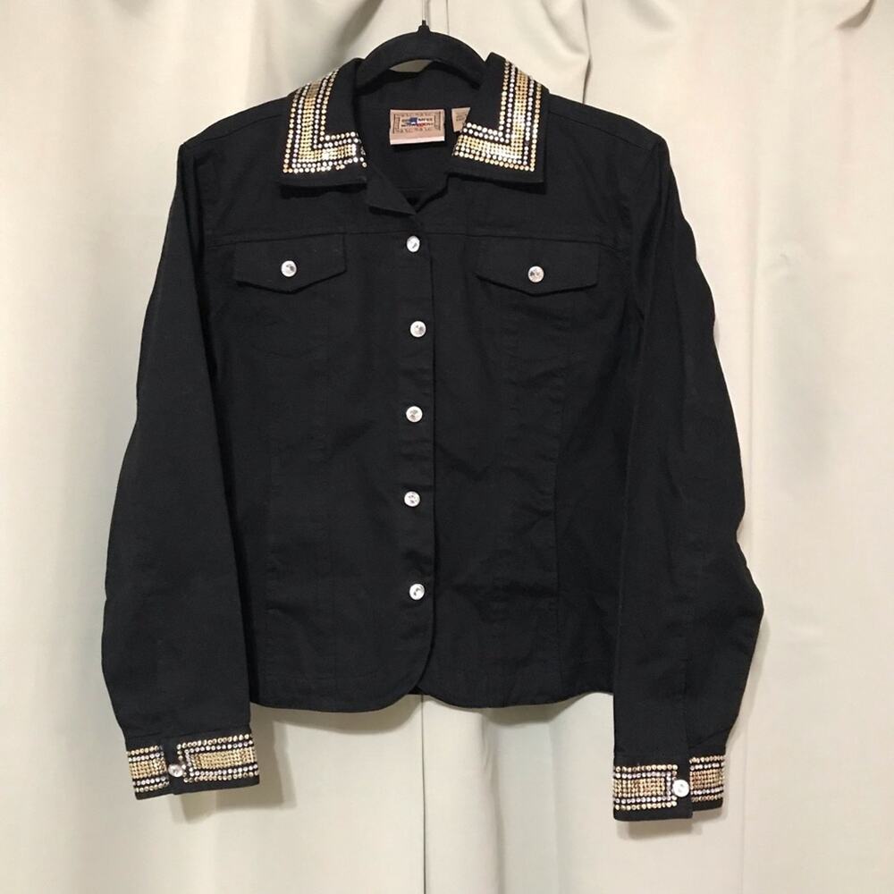Don’t Mess with Texas Vintage 90s Women's Embellished Jean Jacket size L